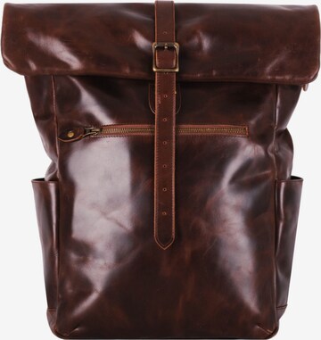 Buckle & Seam Laptop Bag in Brown: front