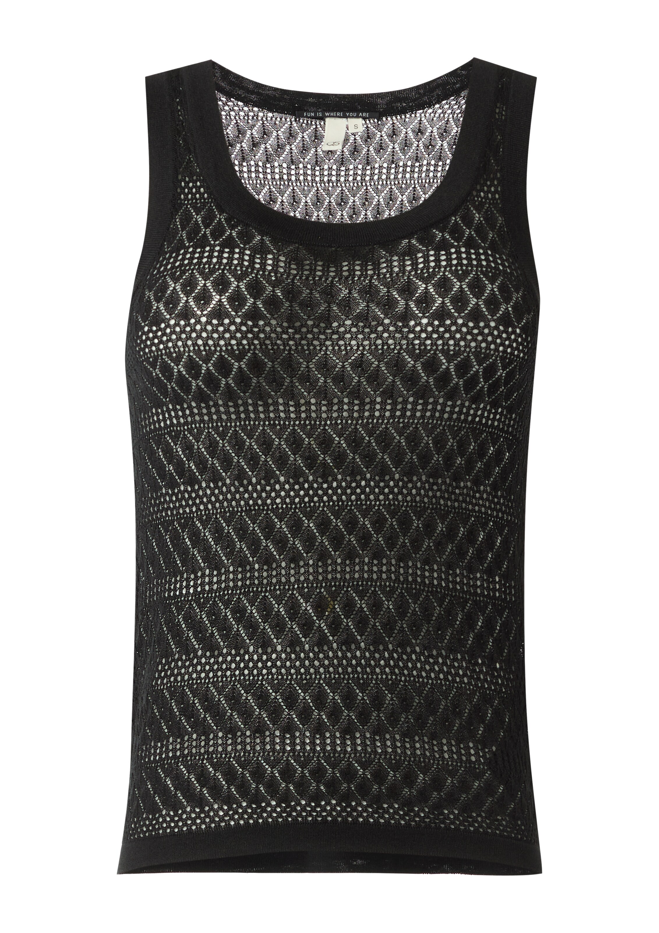 QS Stricktop in Schwarz: Vorderseite
