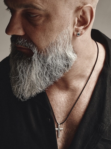 REYTEL Σκουλαρίκι 'REEKS. BLACK STONE' σε ασημί