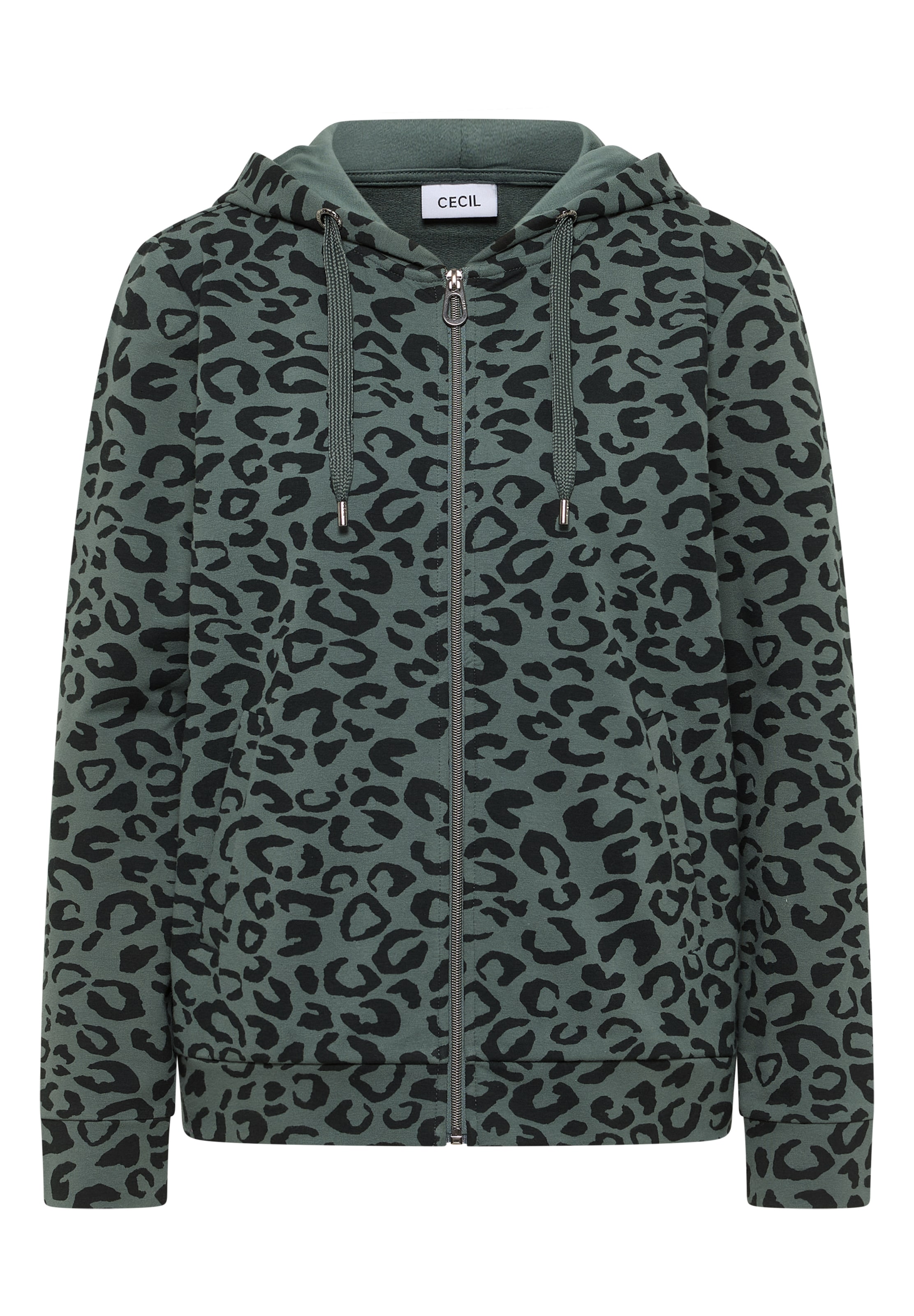 CECIL Zip-Up Hoodie in Green: front