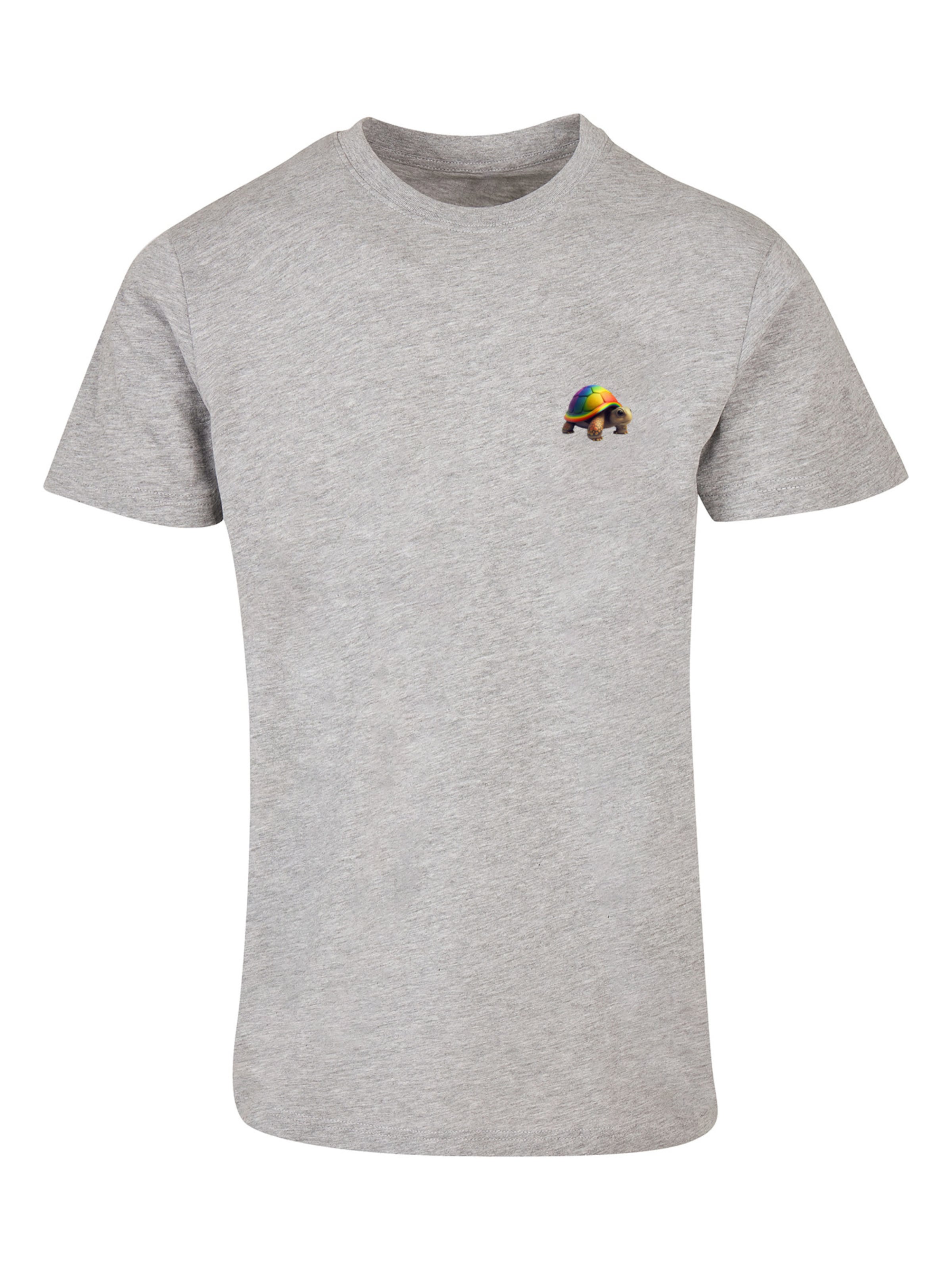 F4NT4STIC Shirt 'Rainbow Turtle' in Grau: Vorderseite