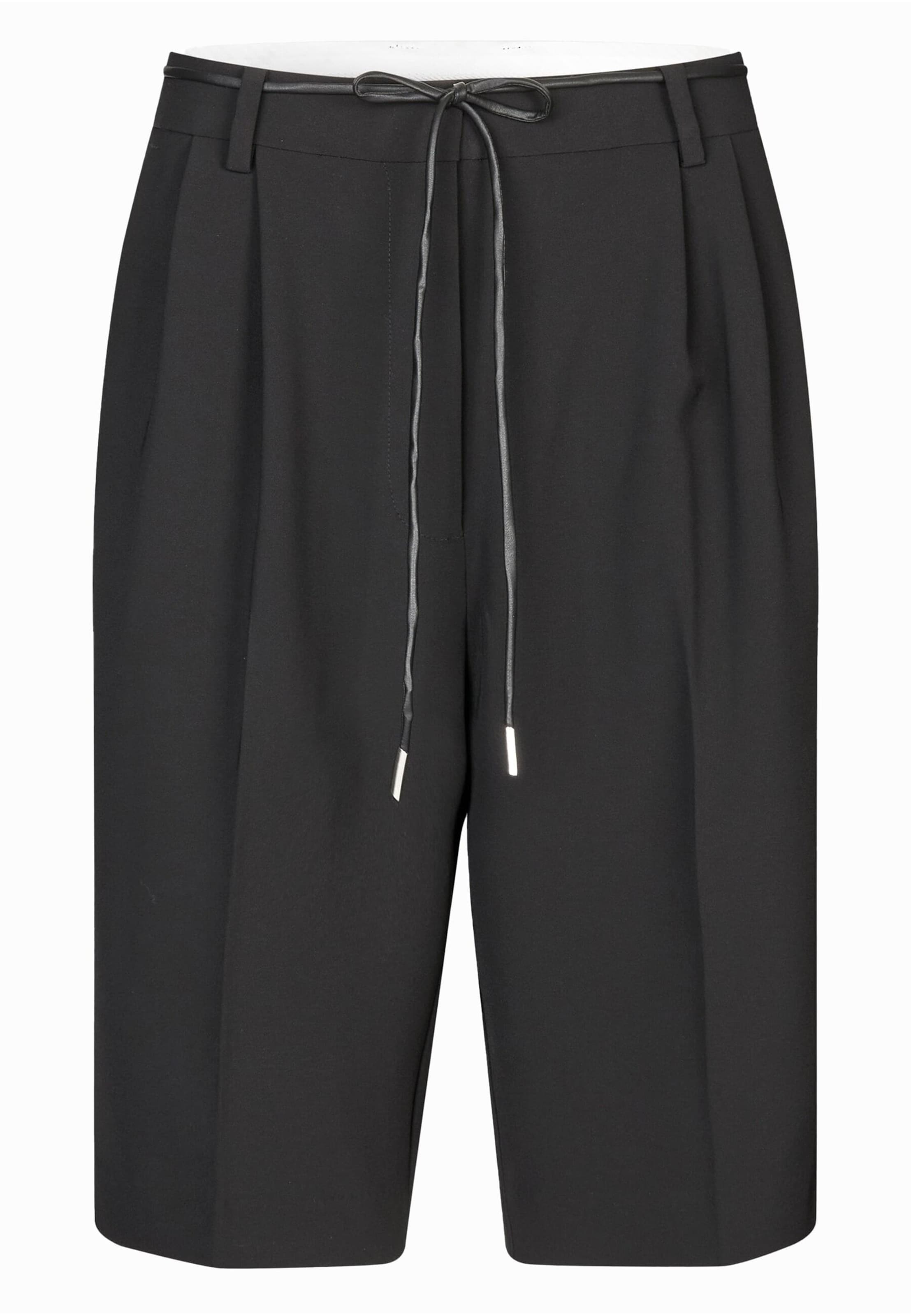 juoda SECOND FEMALE Standartinis Klostuotos kelnės 'Fique': priekis