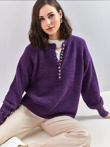 Pullover di Bianco Lucci in lilla: frontale