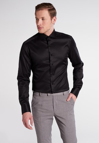 ETERNA Slim fit Business shirt in Black: front
