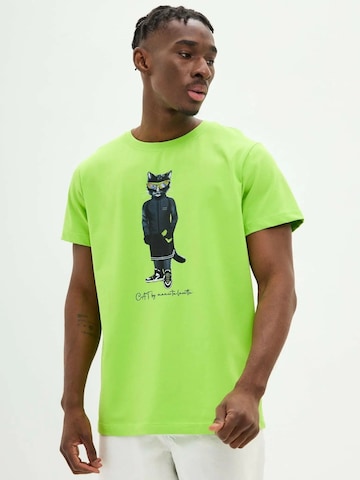 Cat e Lolette - Camiseta 'Sport Cat' en verde: frente