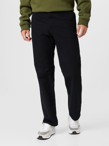 WEEKDAY Regular Trousers with creases 'Joel' in Black: front