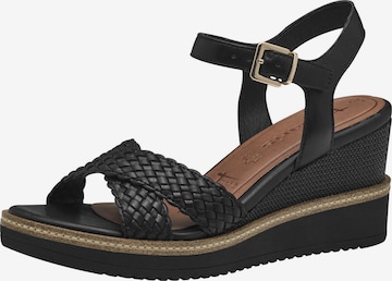 Sandales Tamaris en noir : devant