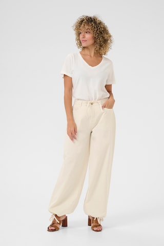 Cream Tapered Trousers 'Berta' in Beige