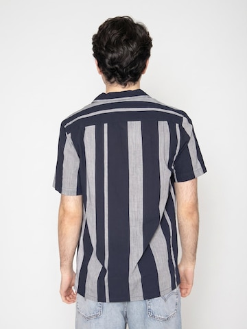 FARAH Comfort fit Button Up Shirt 'Alton SS Stripe Rev True Navy' in Mixed colours