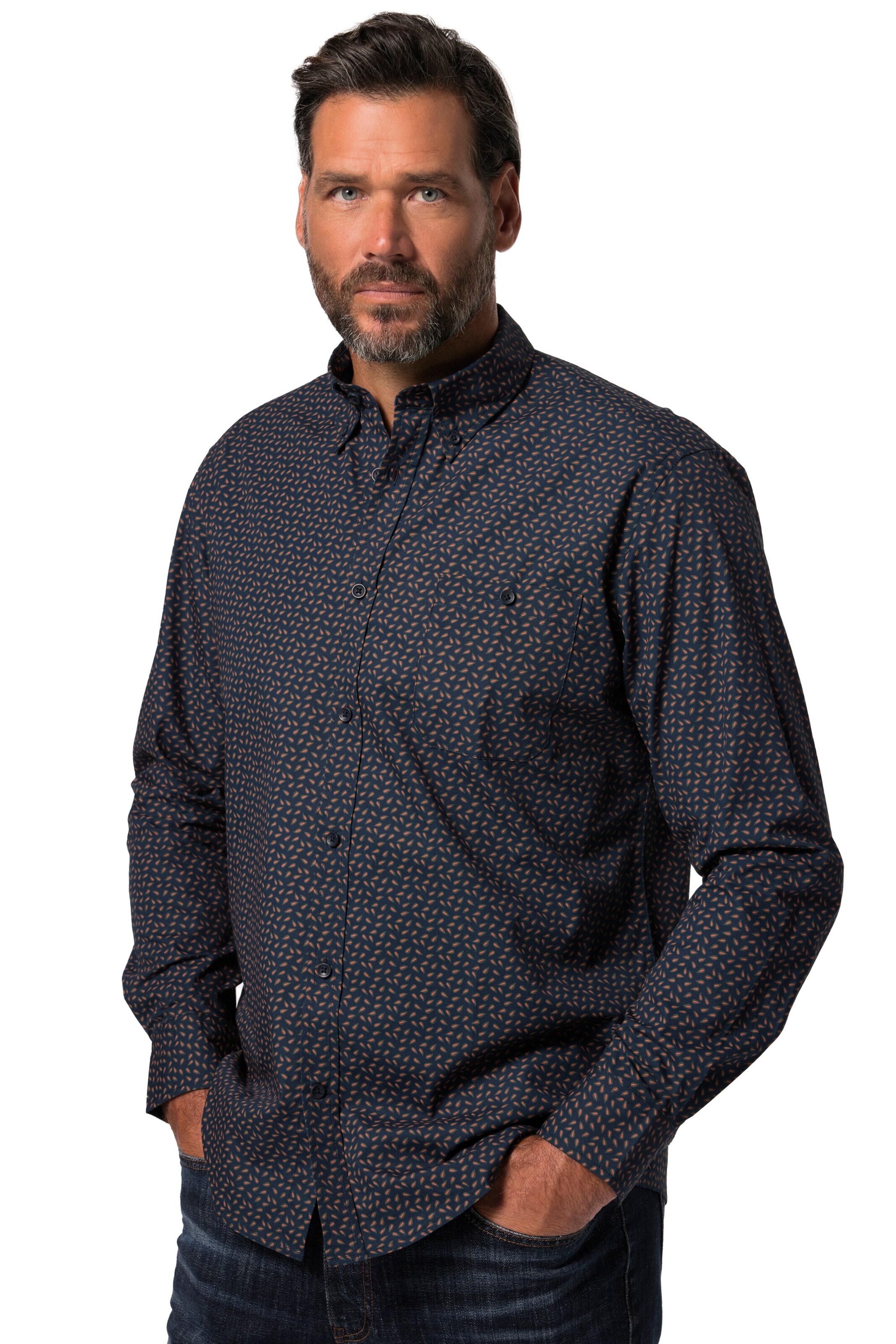 JP1880 Regular Fit Hemd in Grau: Vorderseite