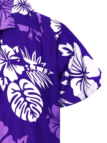 King Kameha Shirt 'Mono Hibiscus' in Purple