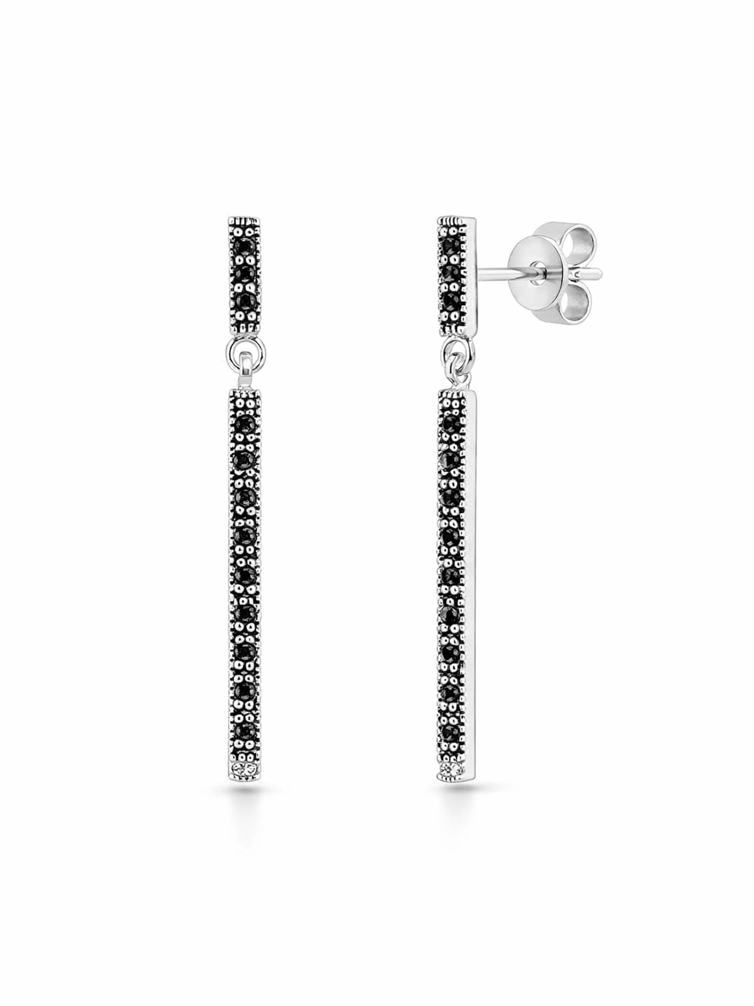 La Moda Me - Pendientes 'Night Dinner - Sterling Silver Elegant Evening' en negro: frente