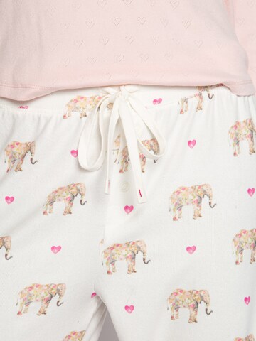 PJ Salvage - Pantalón de pijama ' Love You A Ton ' en blanco