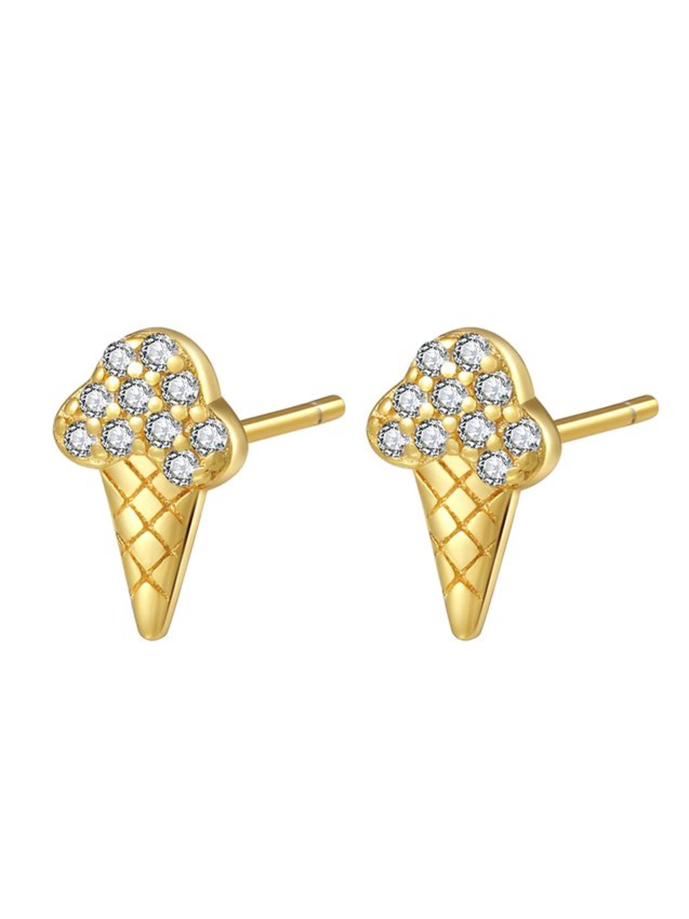 Hey Happiness - Pendientes 'Sweet Ice Cream' en oro: frente