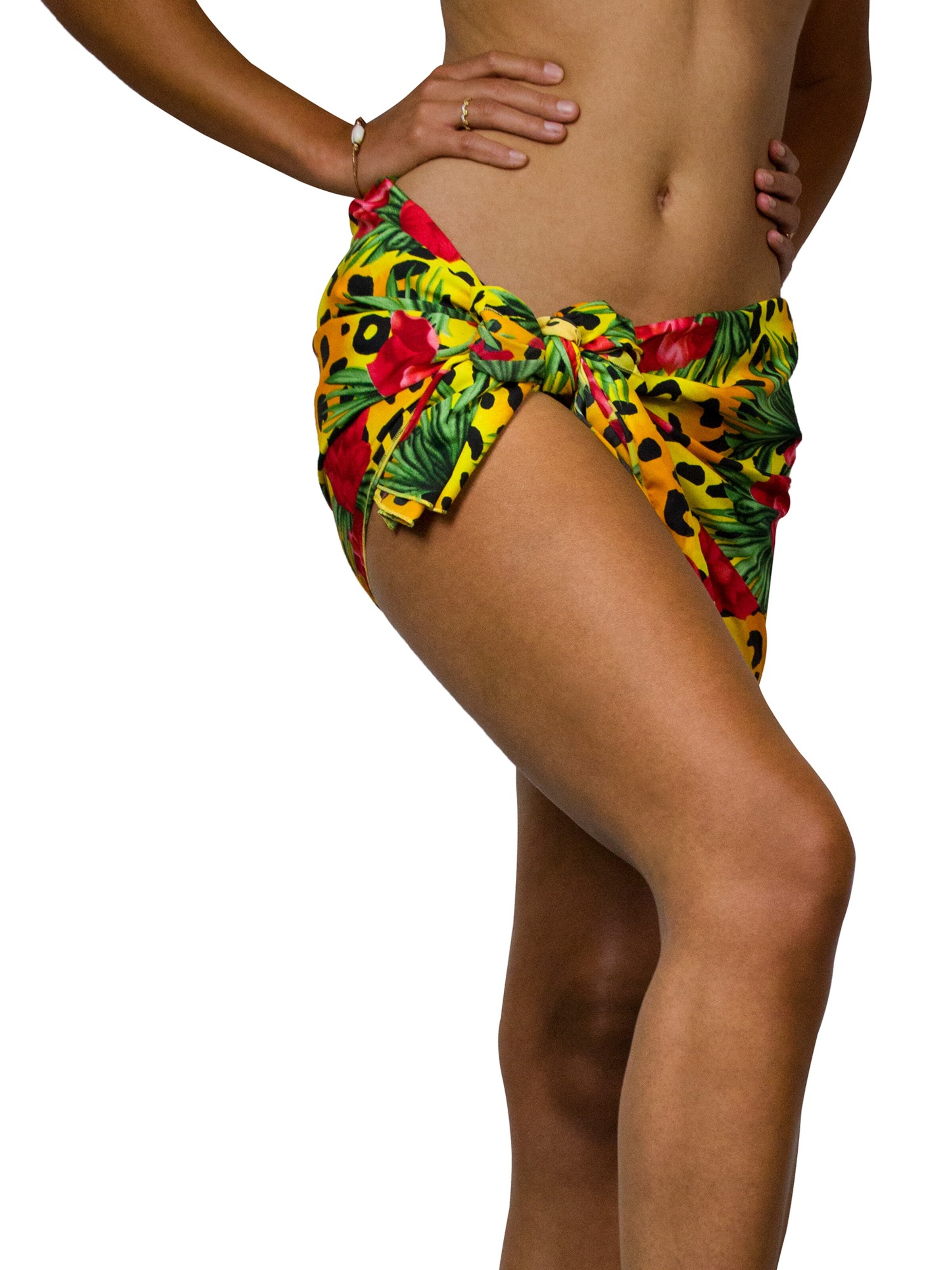 King Kameha Wrap 'Leopard Flowers' in Yellow