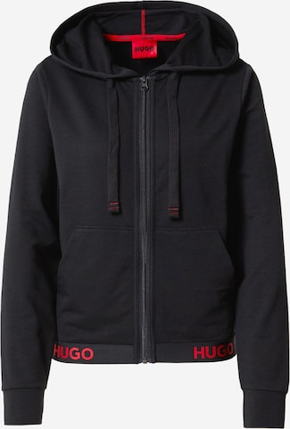 HUGO Red Zip-Up Hoodie in Black: front