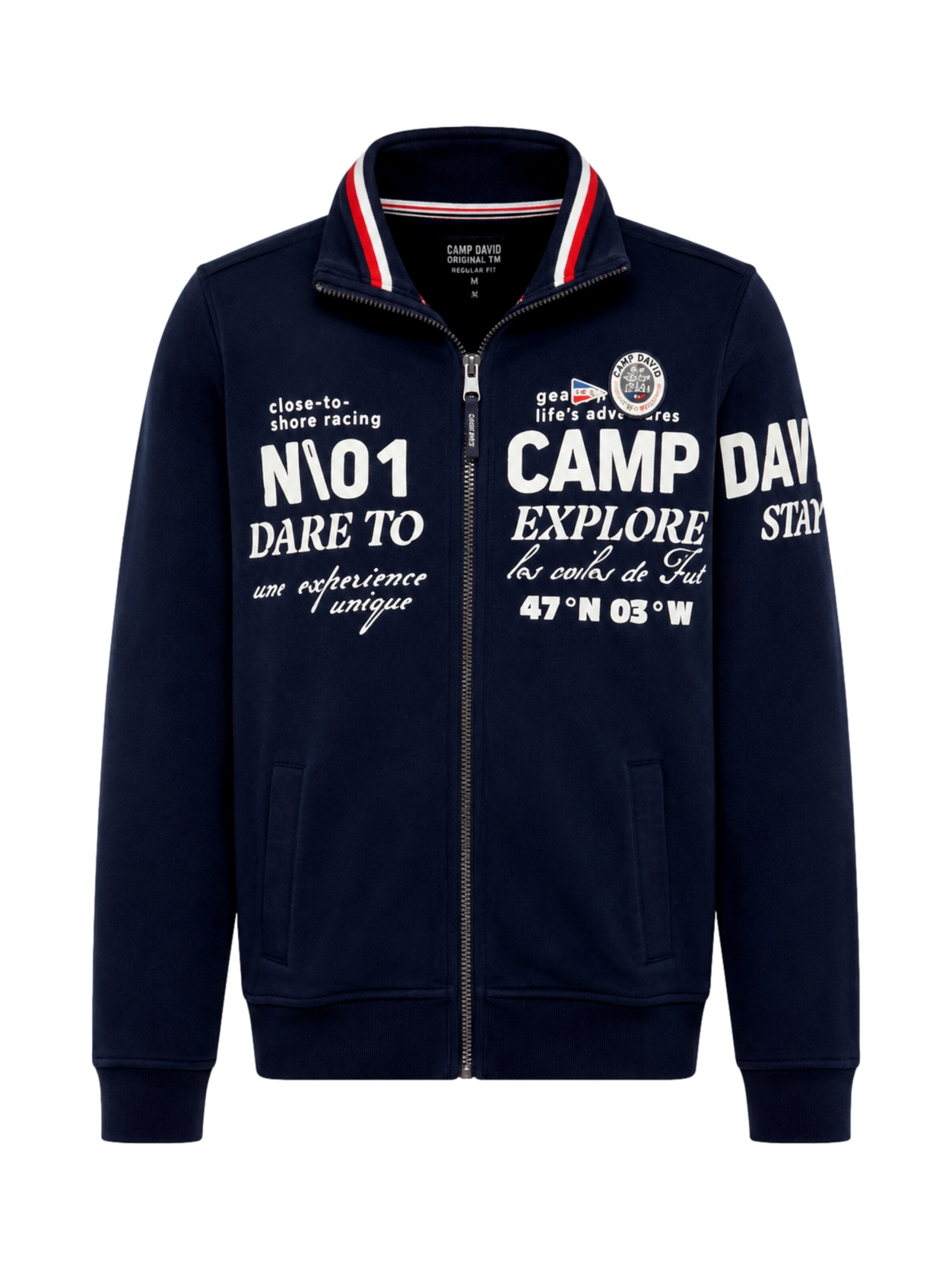 CAMP DAVID - Sudadera con cremallera 'French Coast II' en azul: frente