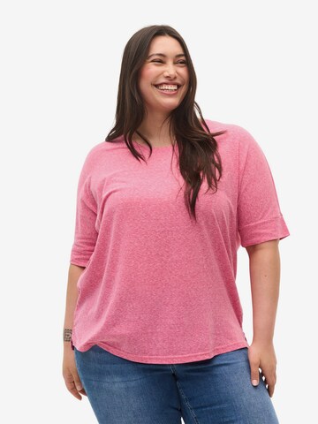 Zizzi Shirt 'CAAVA' in Roze: voorkant