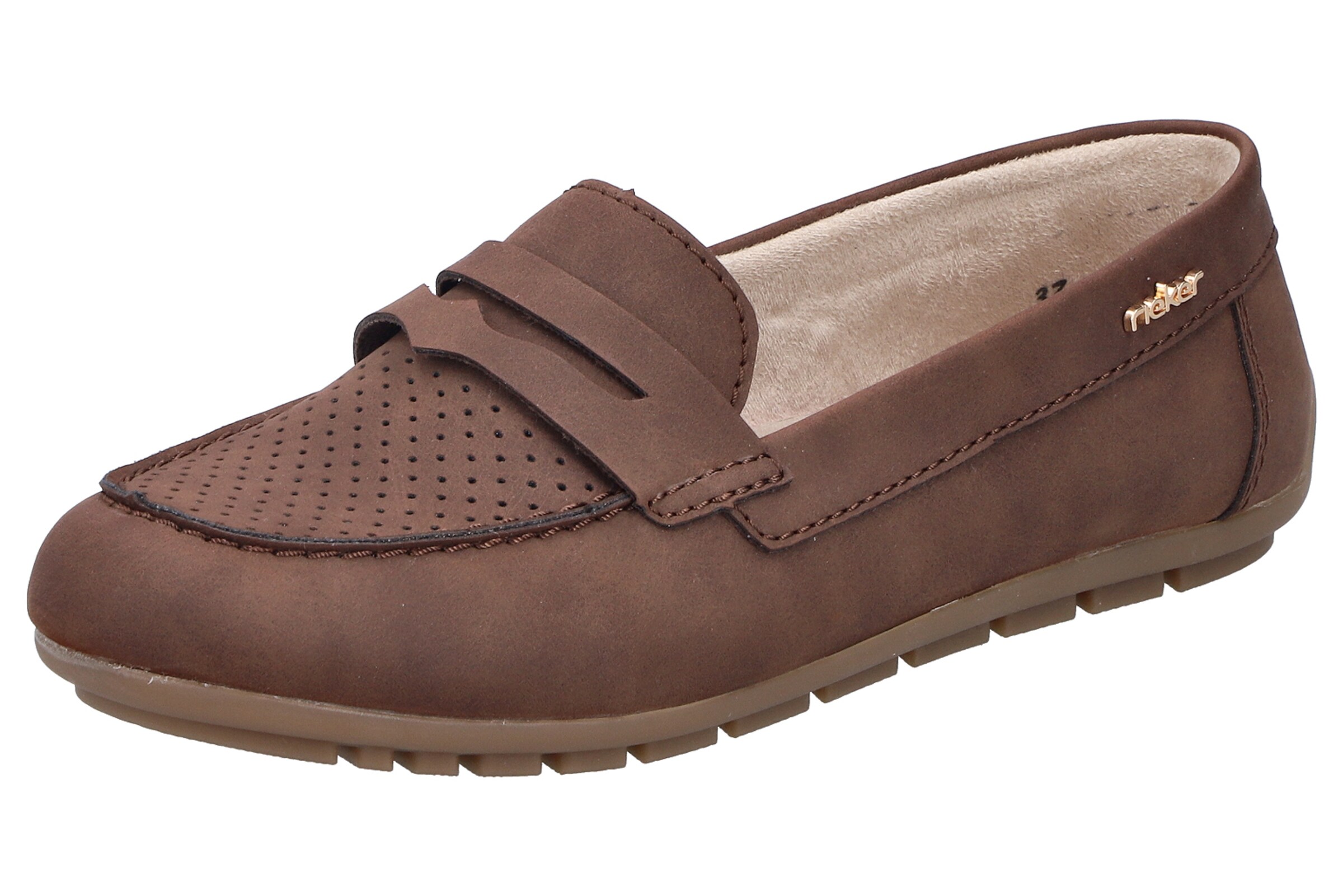 Chaussure basse Rieker en marron : devant