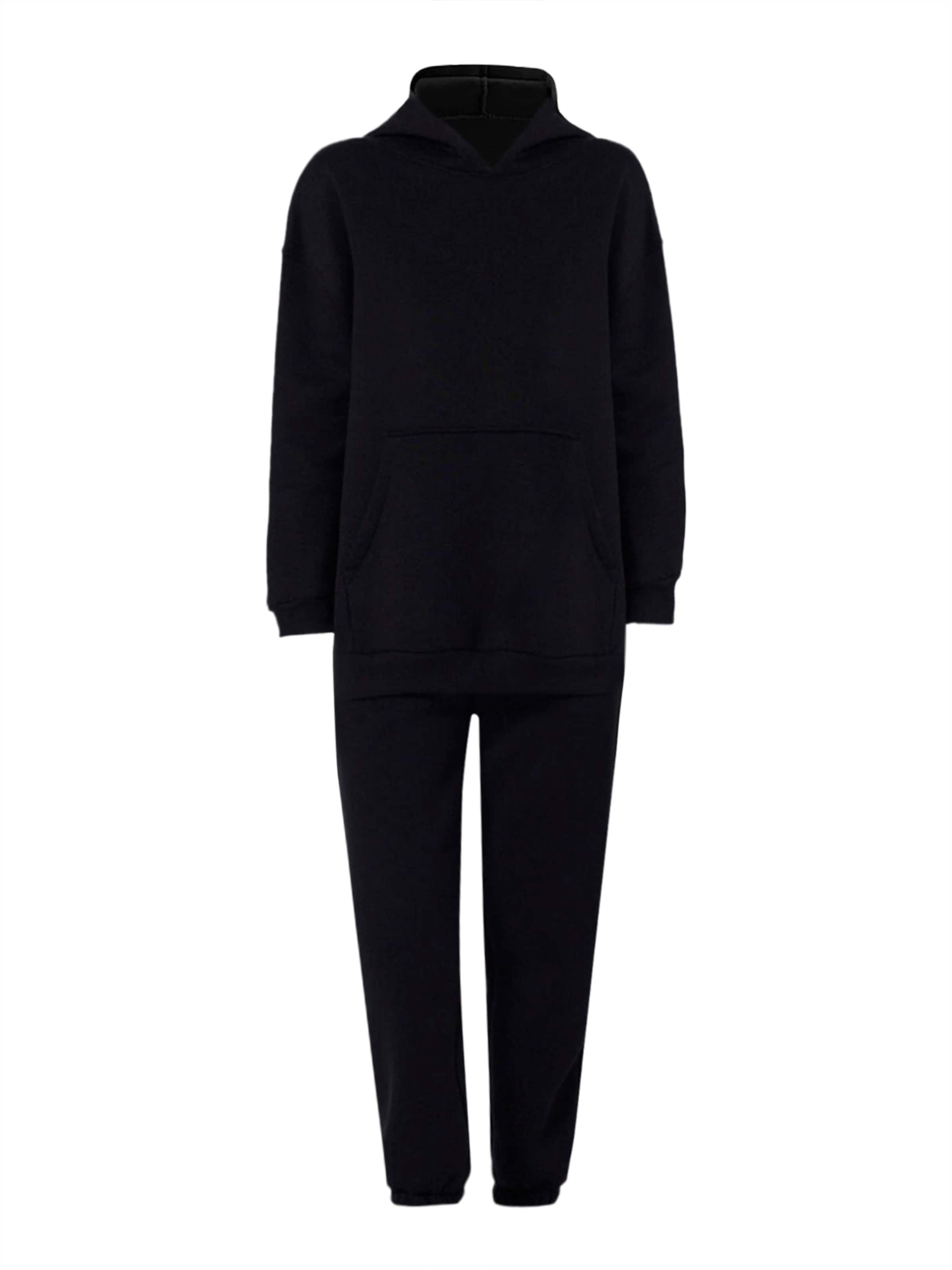 Touche Prive Jogginganzug in Schwarz: Vorderseite