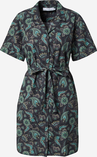 DEDICATED. Shirt dress 'Indian' in Turquoise / Brown / Dark brown / Black, Item view