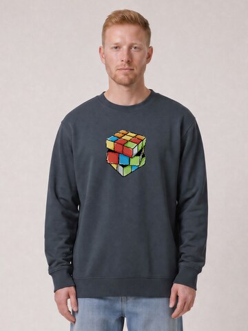 Sweat-shirt ' Pixel Zauberwürfel ' Watapparel en gris : devant