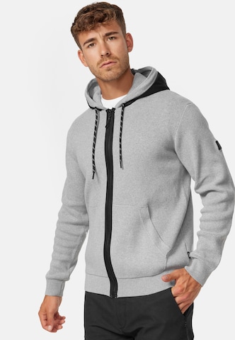 INDICODE JEANS Zip-Up Hoodie in Grey