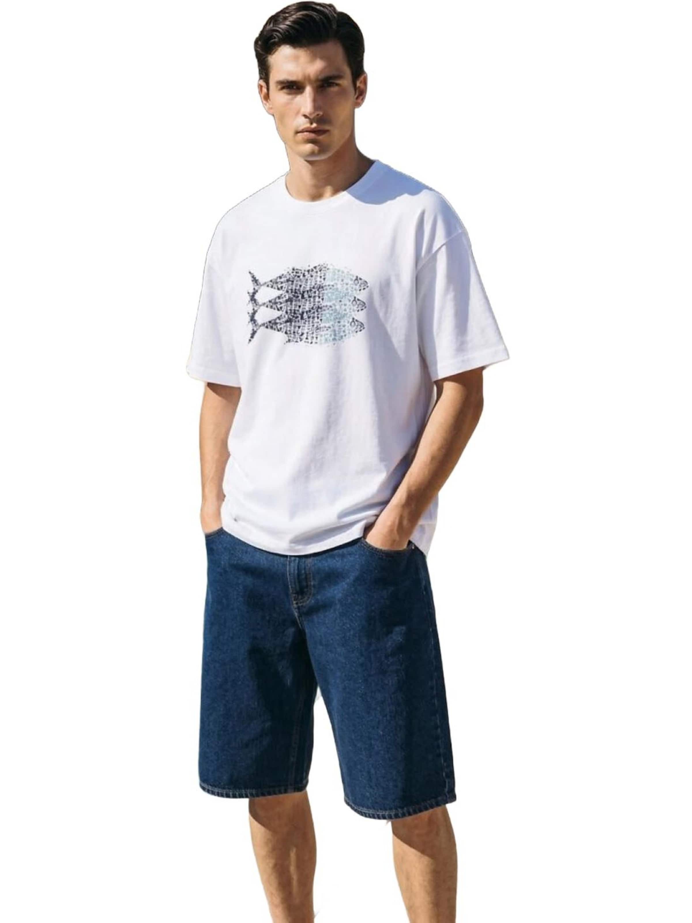 LTB Jeans Shirt 'LTB Jeans Herren-T-Shirt mit Aufdruck' in White: front