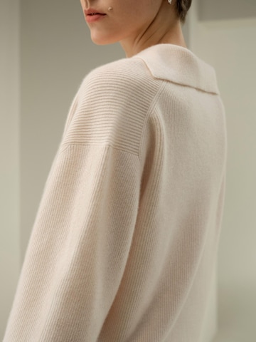 Lilysilk Pullover 'Gerippter Kaschmir Polo Pullover'‌ in Beige