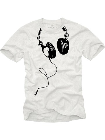 MAKAYA Shirt 'Kopfhörer' in White: front