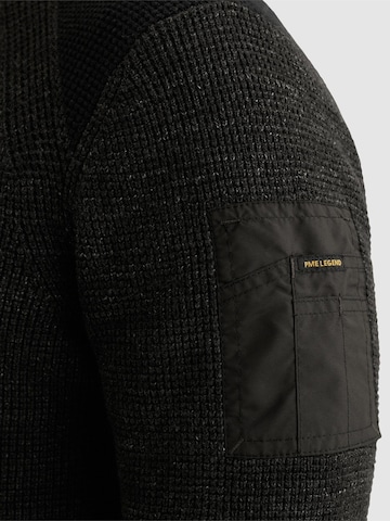 PME Legend Trui 'Pullover in cotton mélange with flight pocket' in Zwart