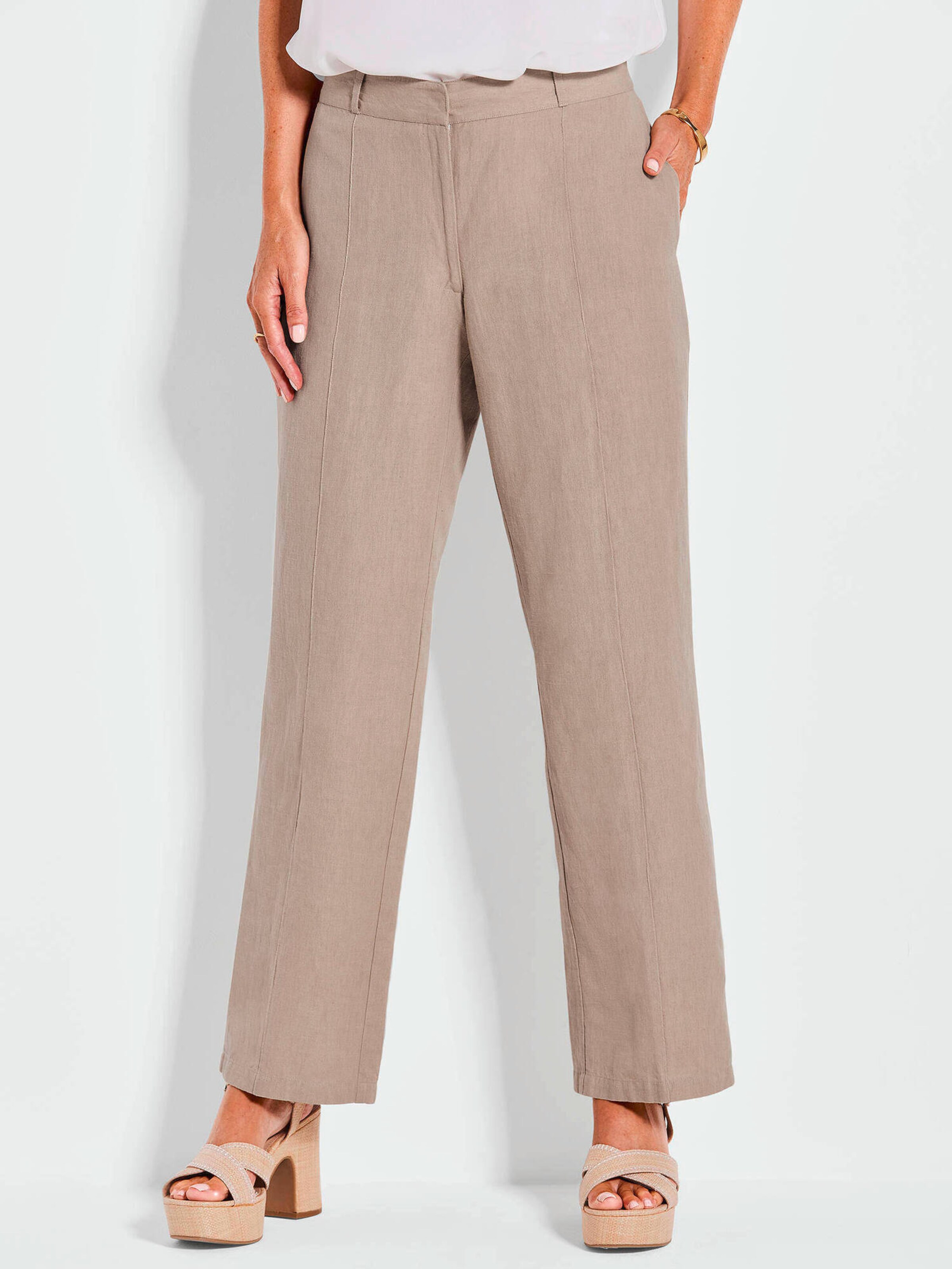 Goldner Wide Leg Hose 'Vera' in Beige: Vorderseite