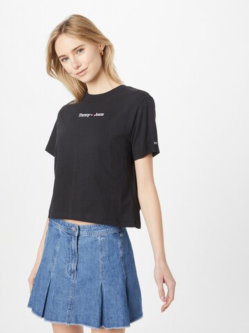 Tommy Jeans Shirt 'Serif Linear' in Zwart: voorkant