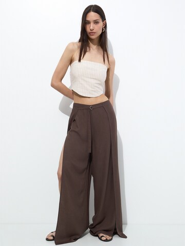 Wide Leg Pantalon Pull&Bear en marron
