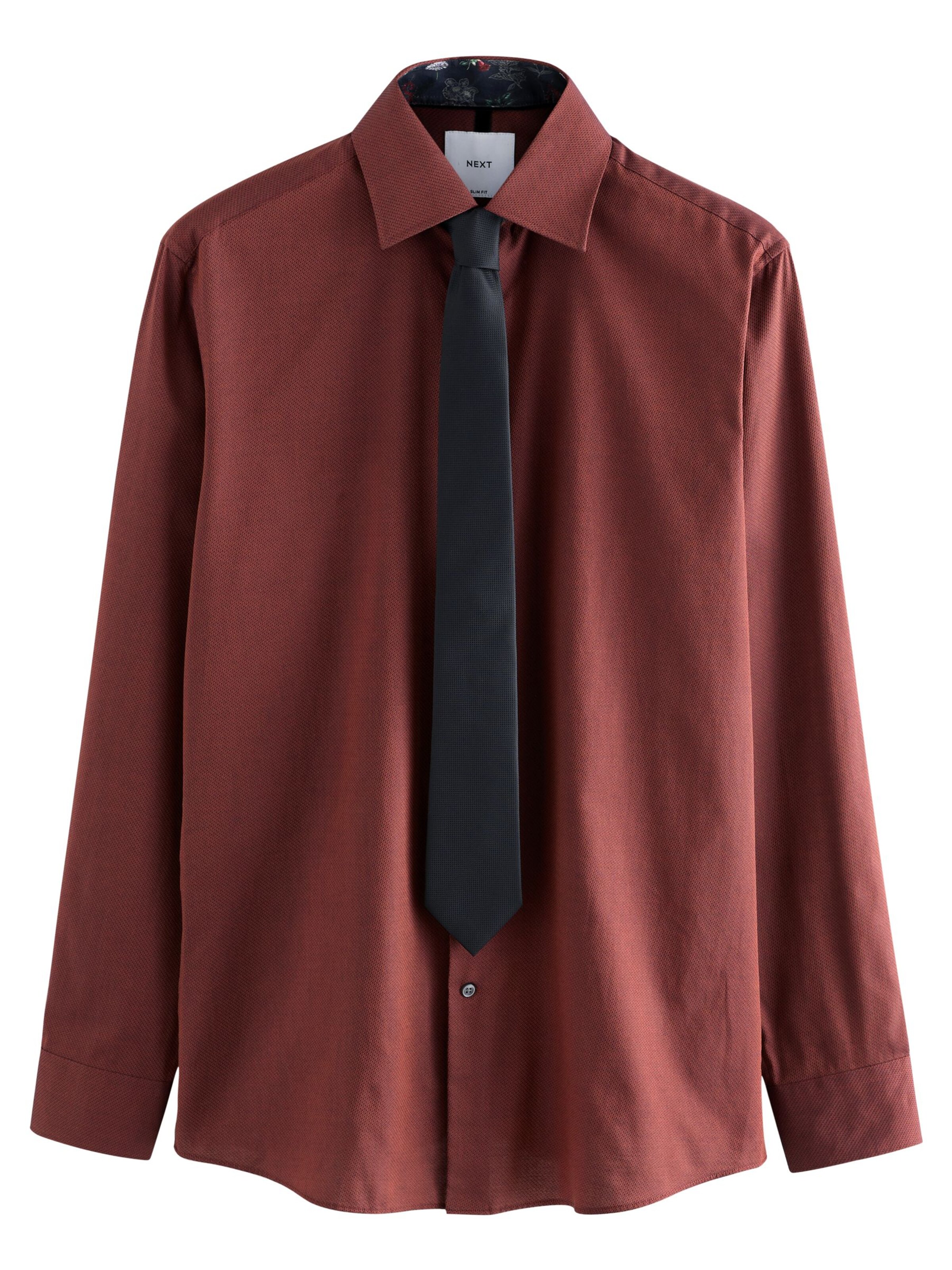 Next Hemd mit Krawatte in Braun: Vorderseite