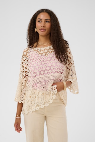 Cape 'CRGina Poncho' Cream en beige : devant