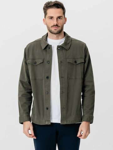 TEESHOPPEN Button Up Shirt ' Twill Overshirt ' in Green: front