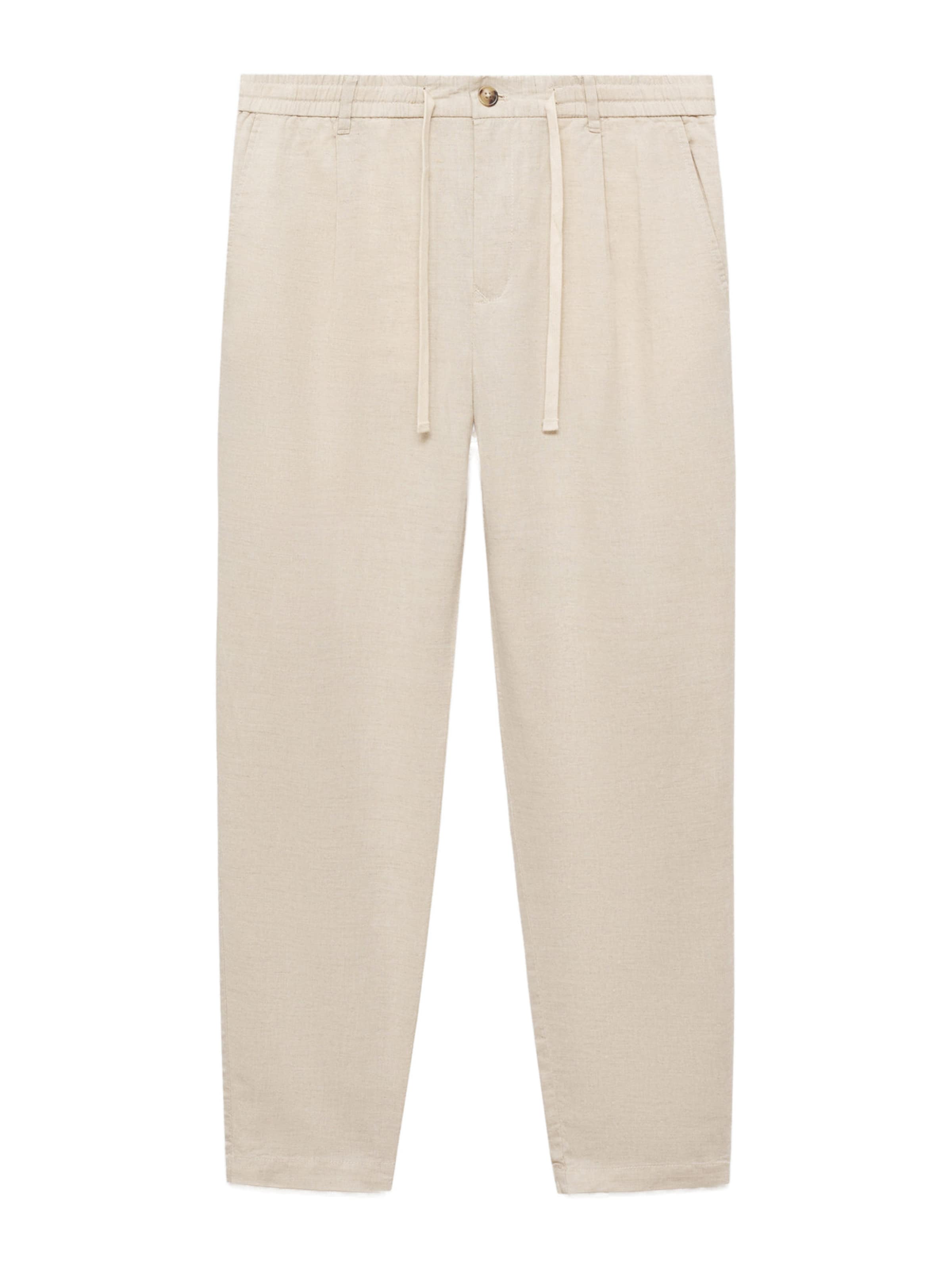 MANGO MAN regular Bukser med lægfolder 'Romelino' i beige: forside