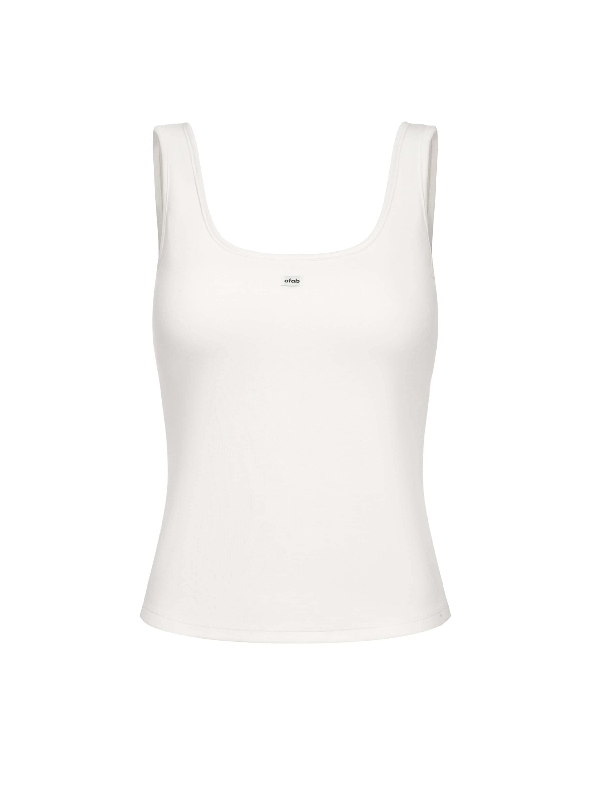 cfab (formerly creamy fabrics) Top 'Cotton Tank with Built-In Wireless Bra' in Wit: voorkant
