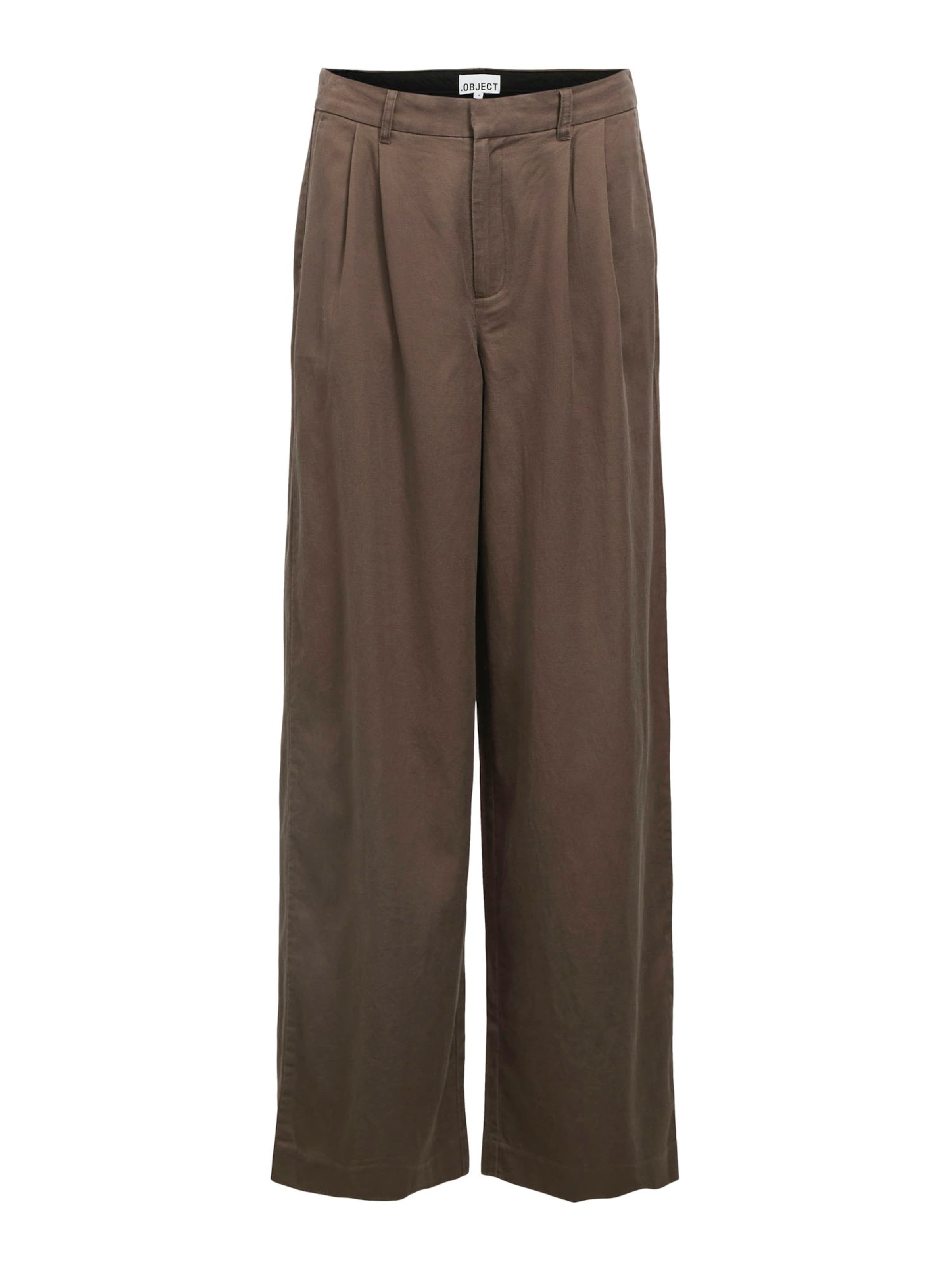 OBJECT Свободный крой Брюки со складками 'OBJTUBA' в Коричневый: спереди
