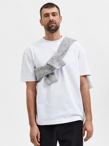 T-Shirt 'Truman' SELECTED HOMME en blanc