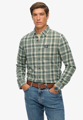 Superdry Comfort Fit Hemd in Grün: Vorderseite