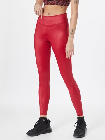 NIKE Skinny Spodnie sportowe w kolorze czerwony: przód