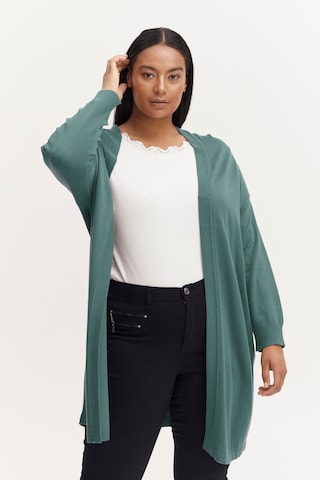 Fransa Curve Knit Cardigan 'BLUME' in Green: front