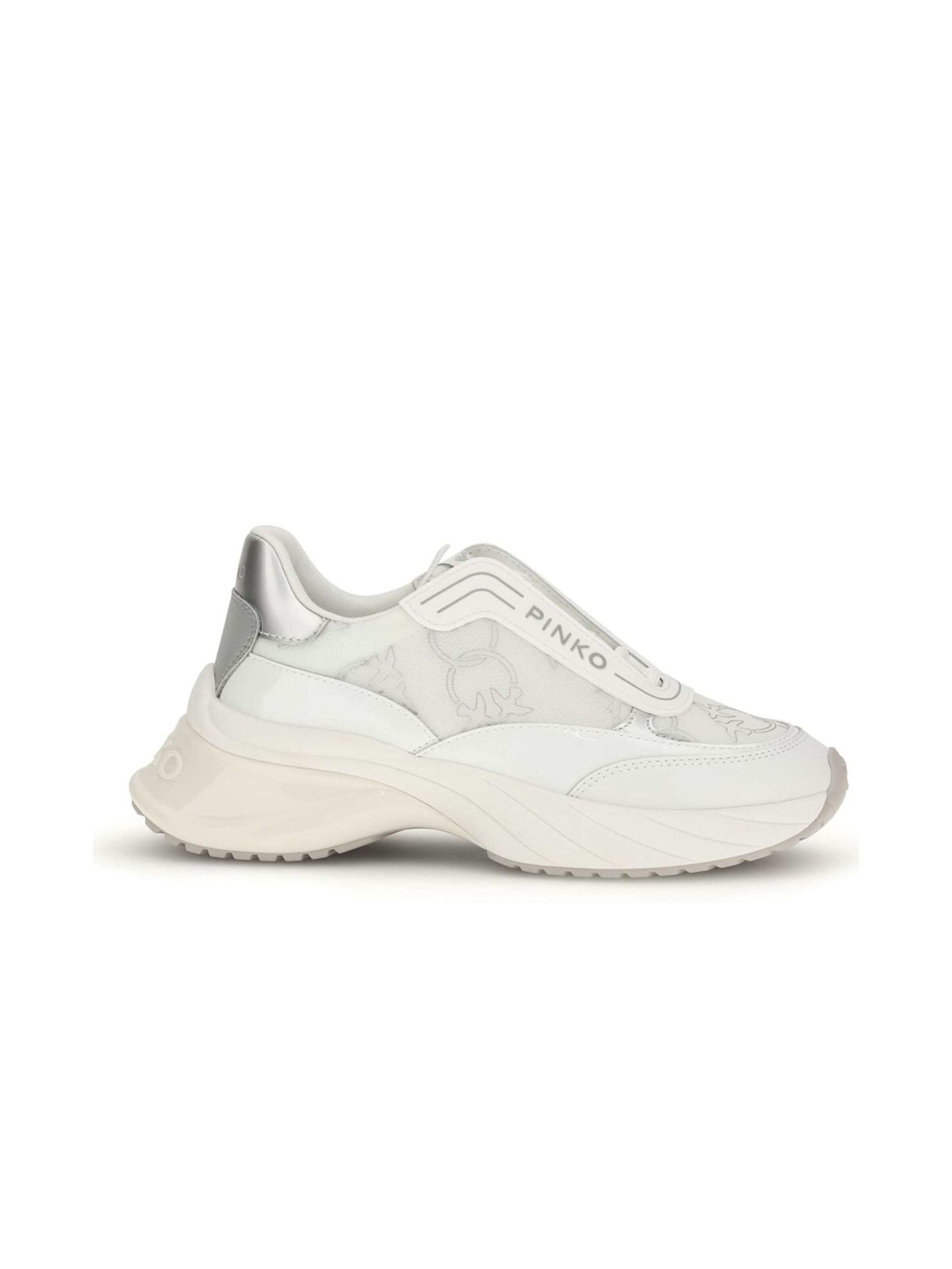 PINKO Sneakers laag 'Ariel 19 - Sneaker Calf Leather/Patent/Monogram Net' in Wit