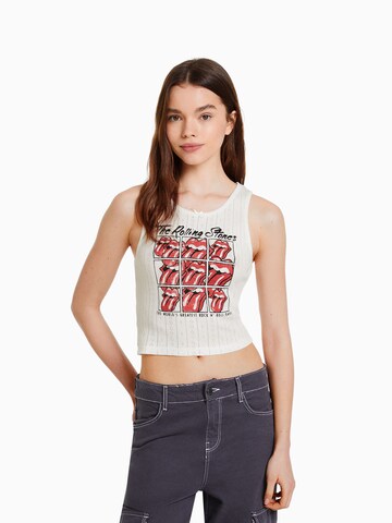 Bershka Knitted top in White: front