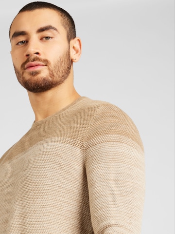 Only & Sons Regular Fit Pullover 'Panter' in Beige