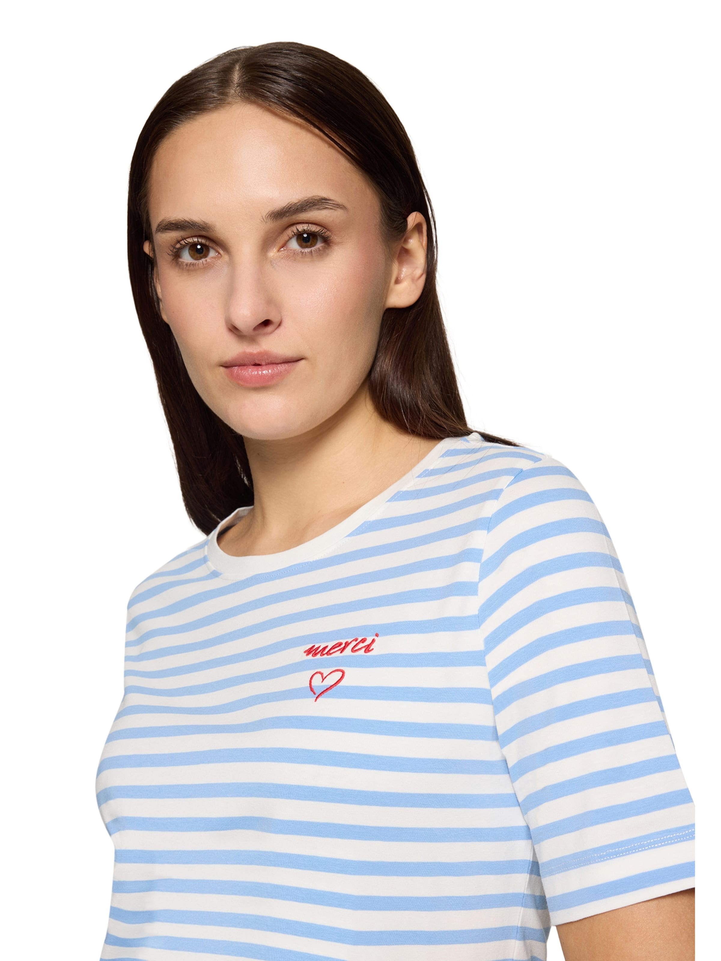 Betty & Co Basic Shirt mit Ringel in Weiß