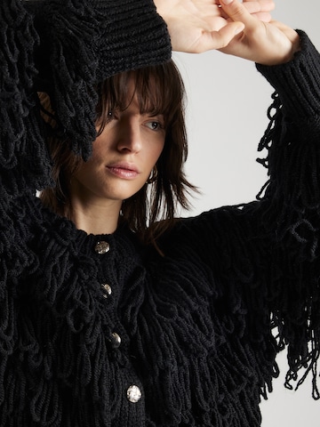 River Island Πλεκτή ζακέτα 'FRINGE' σε μαύρο