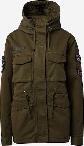 Parka mi-saison Superdry en vert : devant